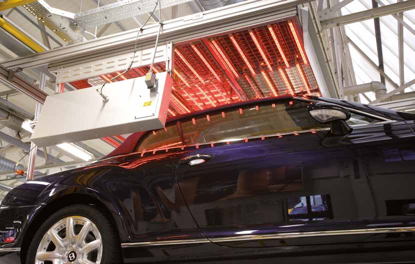 Infrared drying of a painted car body